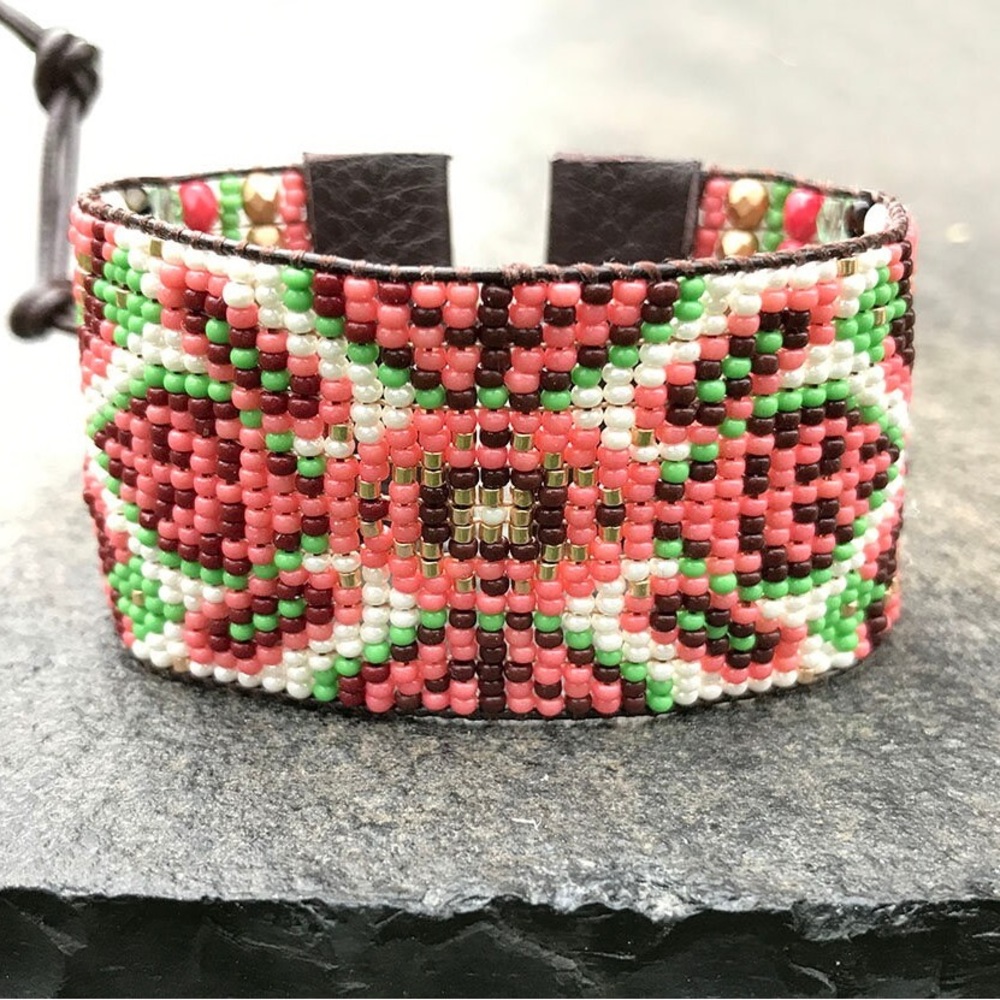 Boho beaded cuff bracelet